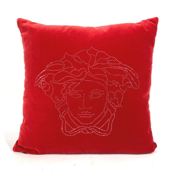 VERSACE Versace Pillow Home Medusa Rhinestone Cushion Cotton Women's Red - Picture 1 of 10